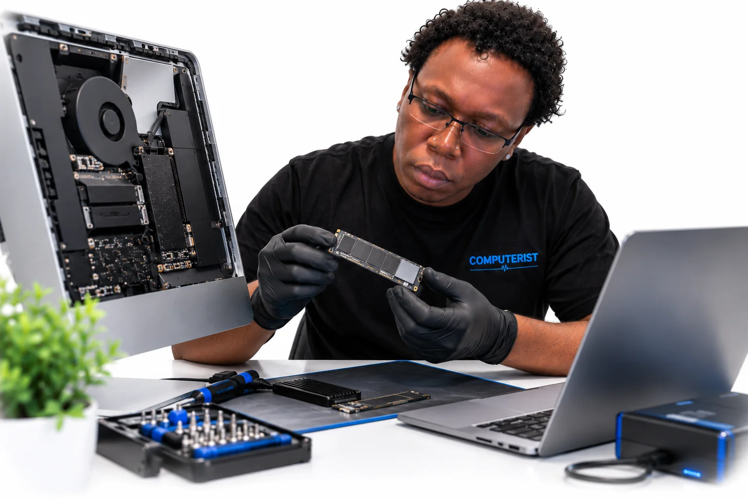 Data Recovery 88 Computerist technician diagnosing storage and SSD problems in a Mac computer