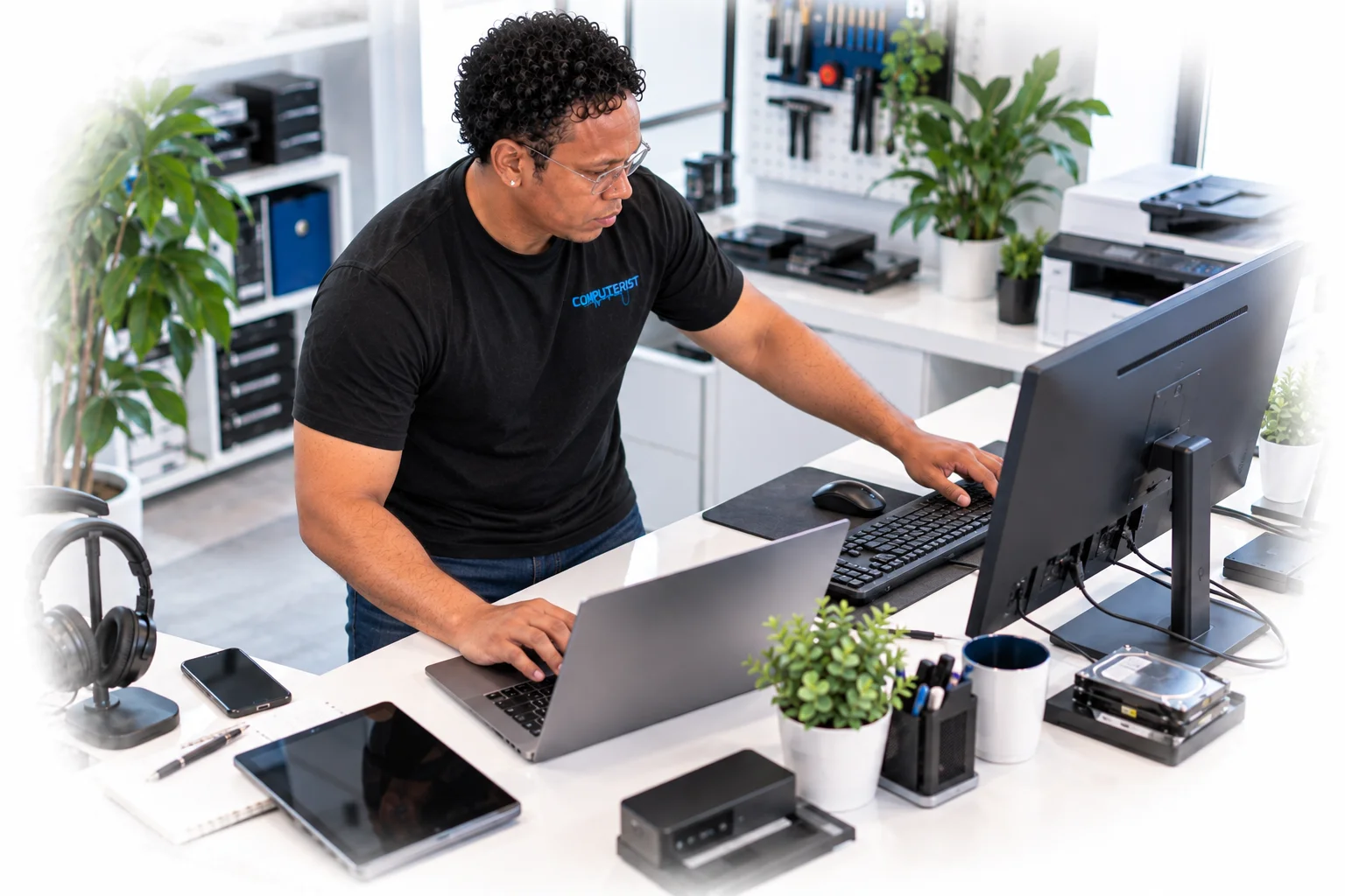 Computerist technician providing software installation & support